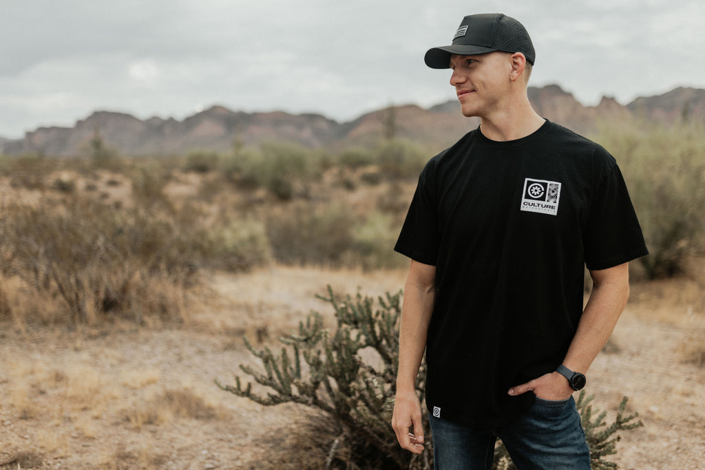 Justin Christian, founder of Culture Motorsports, in the Arizona desert
